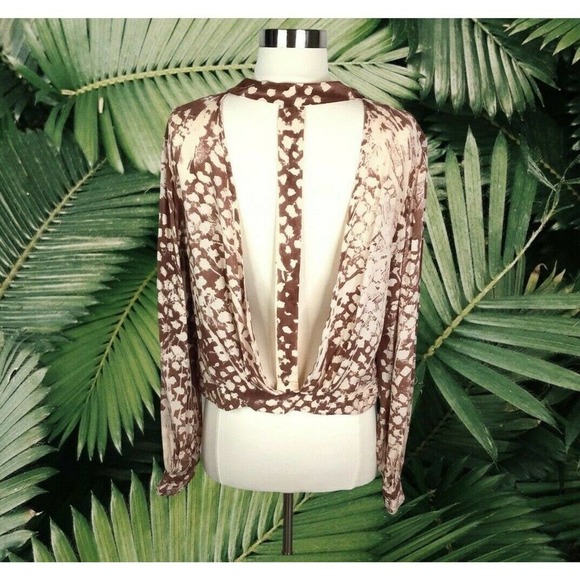 Blue Life Open Back Long Sleeve Top Cropped V-neck - Picture 6 of 9